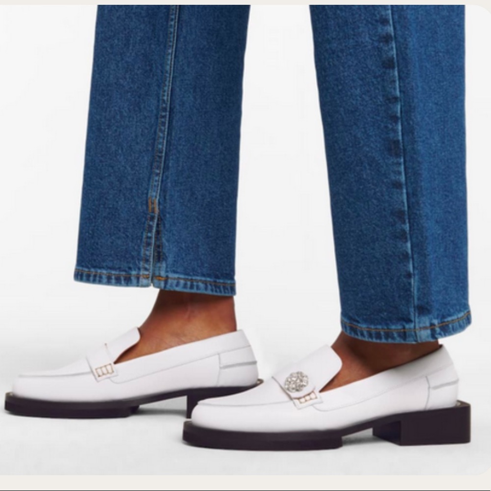 NEW Ganni White Embellished Loafer